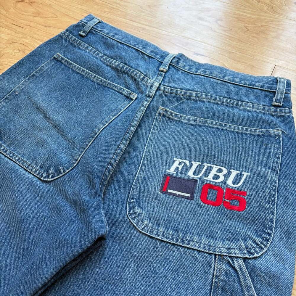 Vintage Y2K FUBU 05 Denim Carpenter Shorts Jorts Size 36 Skater Baggy
